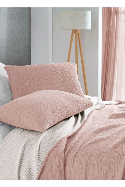 destinyhometex غطاء وسادة وردي 4 طبقات من الموسلين الطبيعي 100% قطن 2 قطعة 50...