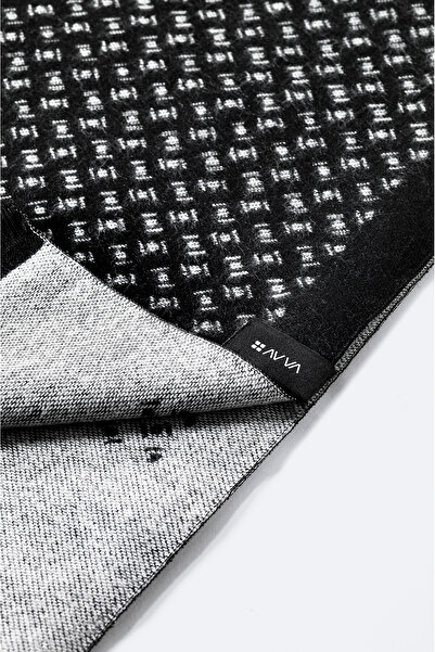 Avva Men's Black Tasseled Patterned Shawl A32Y9400