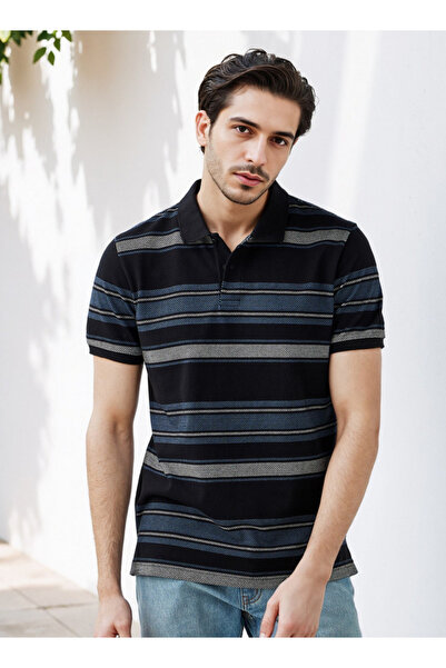 FAV تيشيرت بولو مخطط بنقشة الفشار