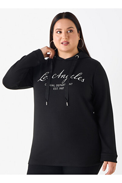 Ulla Popken TEXT PRINT HOODY