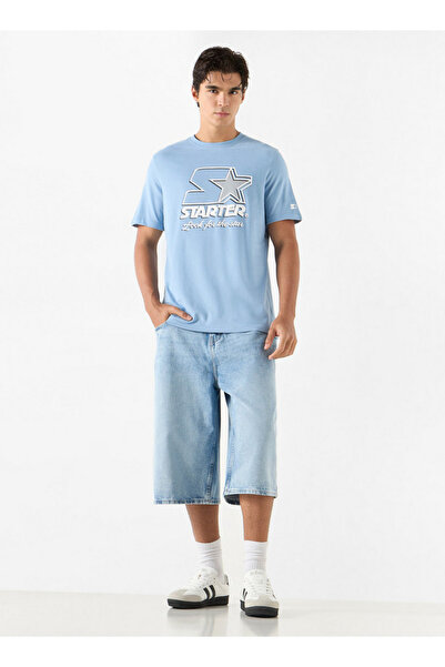 Starter Typographic Print Crew Neck T-Shirt with Short Sleeves