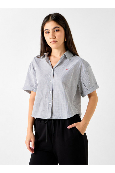 Lee Cooper قميص مخطط بياقة وأكمام قصيرة