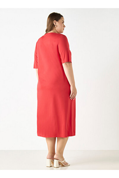 Ulla Popken Plus Size V-neck Dress With Short Sleeves And Pockets