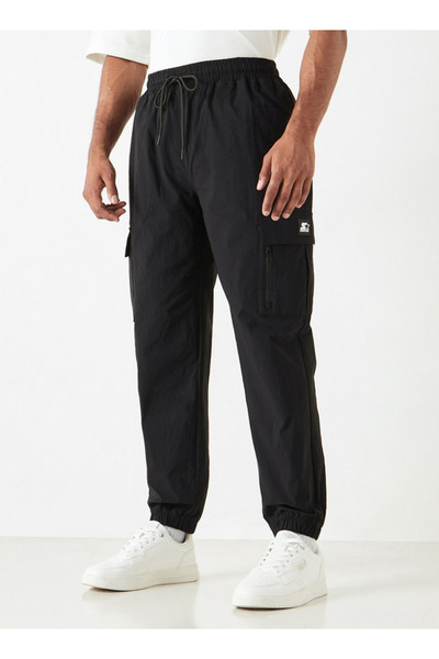 Starter Solid Regular Fit Cargo Joggers With Flexi Waist And Pockets