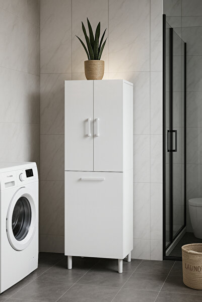 AZZURİ Home Çok Amaçlı Kirli Çamaşır Sepetli Banyo-Mutfak-Erzak Dolabı