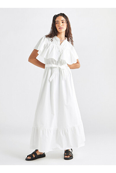 FAV Maxi Dress with Ruffle Detail and Tie-up Belt