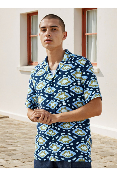 Lee Cooper Printed Camp Collar Shirt