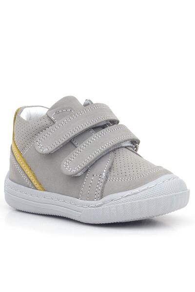 Rakerplus Gray Yellow Velcro Raya Genuine Leather Boots for Baby Boy