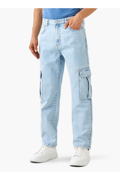 DNM بنطلون جينز كارغو طويل ومريح