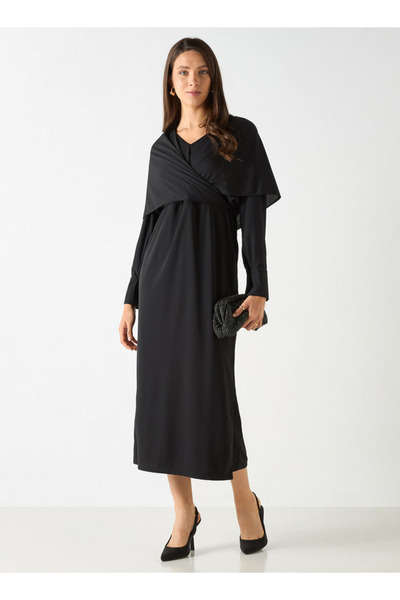 Iconic Solid Maxi Dress With Long Sleeves