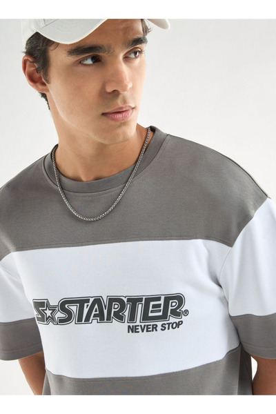 FAV Starter Logo Print T-shirt with Short Sleeves and Crew Neck