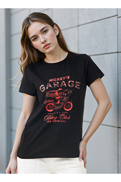 SP Characters Mickey Mouse Print T-shirt with Crew Neck