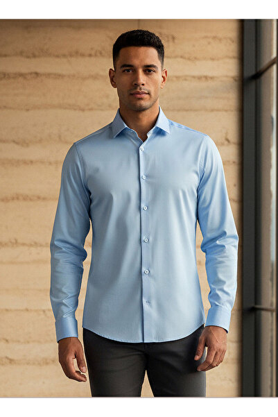 FAV قميص رسمي بأكمام طويلة وأزرار للإغلاق