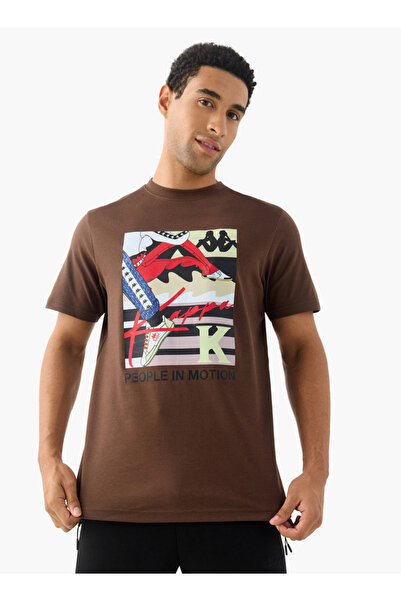 Kappa تي شيرت كابا مطبوع برقبة دائرية وأكمام قصيرة