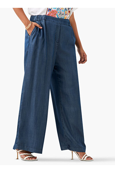 Ulla Popken بنطلون Ulla Popken واسع الساق مع جيوب بمقاسات كبيرة