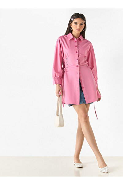 Lee Cooper Shirt Dress with Long Sleeves and Tie-Ups