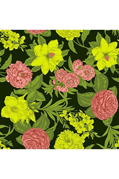 Paahryi 40×600cm Green Yellow Flower Self-Adhesive Waterproof Wallpaper
