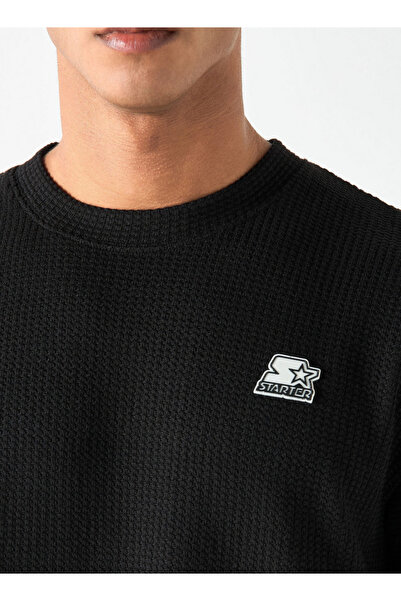 Starter Logo Applique Crew Neck T-shirt with Short Sleeves