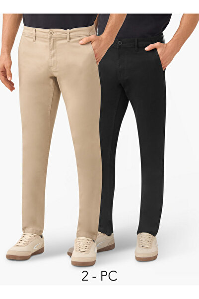 FAV مجموعة من 2 - بنطال تشينو بقصة عادية