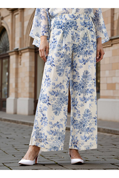 Iconic بنطال واسع الساق بطبعة زهور كاملة