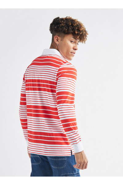 FAV Striped Polo T-shirt with Long Sleeves