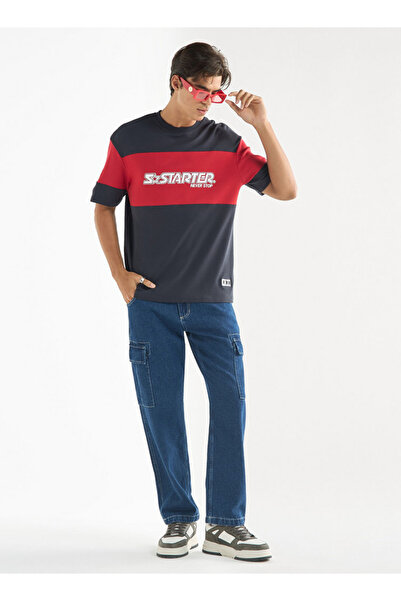 FAV Starter Logo Print T-shirt with Short Sleeves and Crew Neck