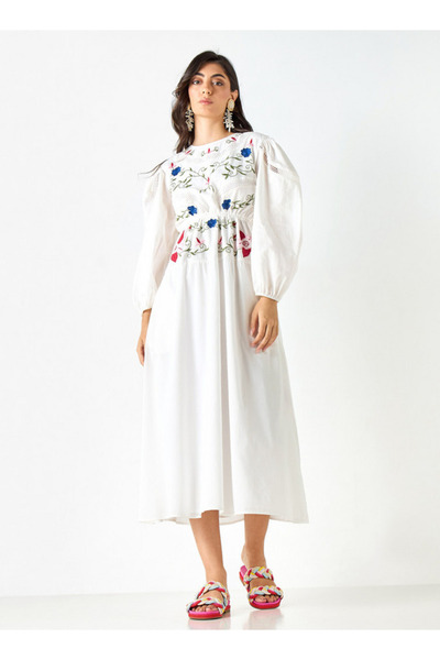 Iconic Embroidered Dress with Long Sleeves