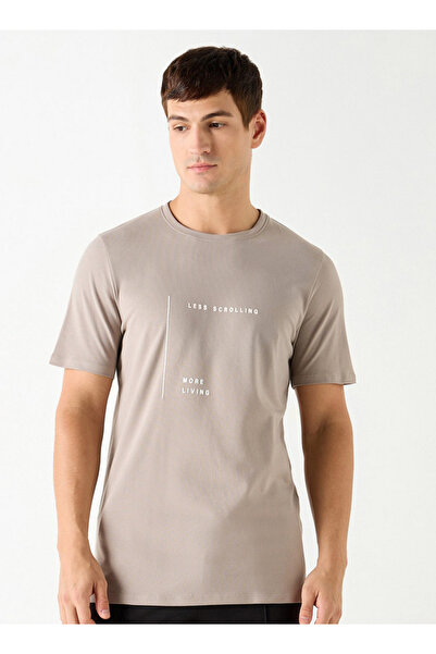 Iconic Slogan Print Crew Neck T-shirt With Short Sleeves