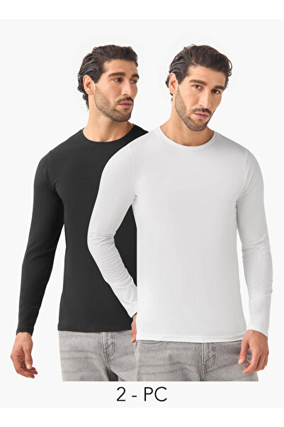 FAV مجموعة من قطعتين - تي شيرت بقصة ضيقة ورقبة دائرية