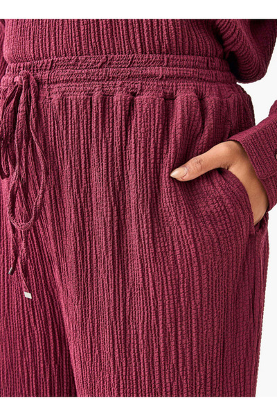 Ulla Popken Plus Size Ulla Popken Textured Regular Fit Pants with Pockets