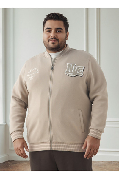 FAV Men Regular Fit New York Print Varsity Jacket