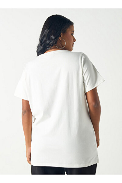 Ulla Popken Plus Size Graphic Print Crew Neck T-shirt With Short Sleeves