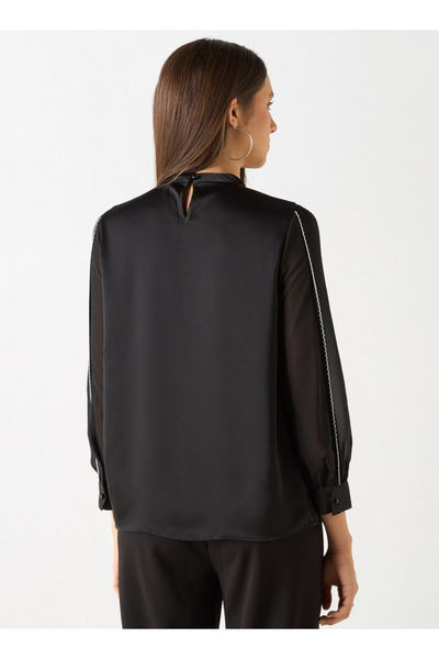 Iconic Solid Top With Long Sleeves And Overlay Detail