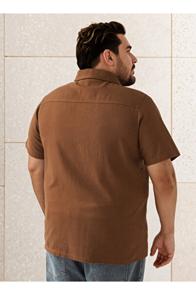 Maxim Plus Size Regular Fit Twill Shirt with Short Sleeves