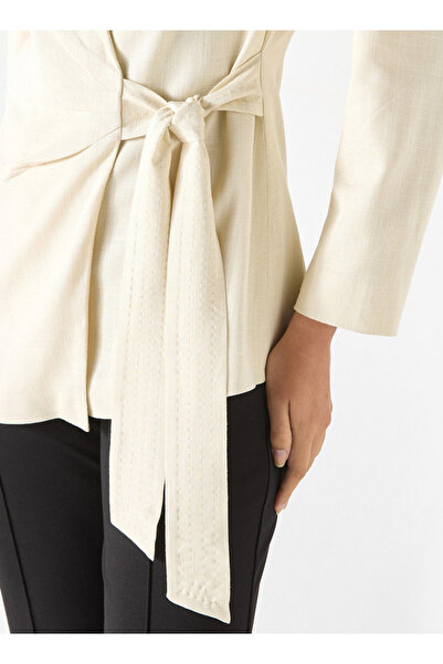 Iconic Textured Wrap Jacket With Notched Lapel And Tie-up Detail