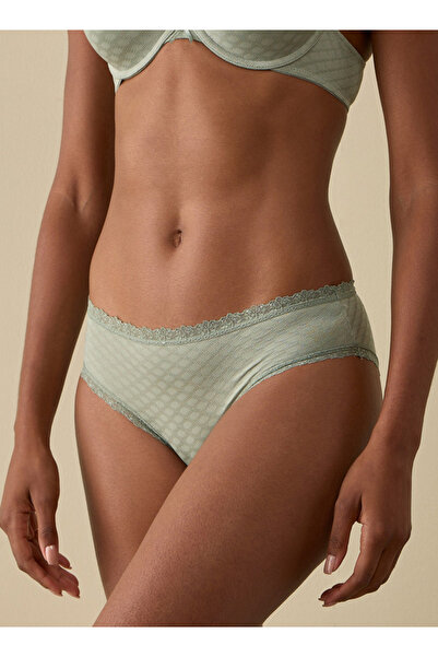 FAV Textured Bikini Briefs with Lace Detail and Elasticated Waistband