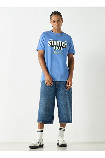 Starter Typographic Print T-shirt with Crew Neck and Short Sleeves