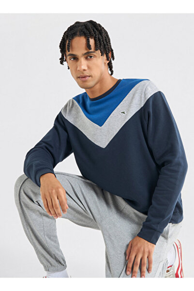 FAV Colourblock Sweatshirt with Crew Neck and Long Sleeves