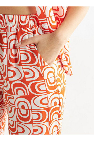 FAV All-over Print Wide Leg Pants With Elasticated Waistband And Pockets