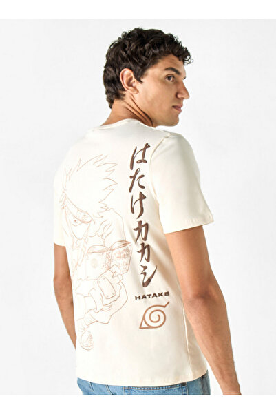 SP Characters Kakashi Hatake Print T-shirt with Crew Neck and Short Sleeves