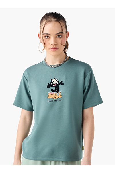 SP Characters Felix the Cat Print T-shirt with Short Sleeves and Crew Neck
