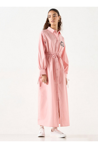 SP Characters Garfield Detail Shirt Dress With Long Sleeves And Drawstring Tie-ups