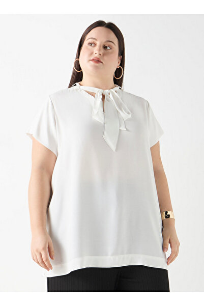 Ulla Popken Plus Size Top With Tie-up Detail
