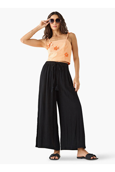 FAV Textured Palazzo Pants with Drawstring Closure