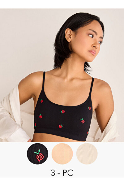 FAV مجموعة من 3 قطع - حمالة صدر متنوعة الخياطة مع أشرطة قابلة للتعديل