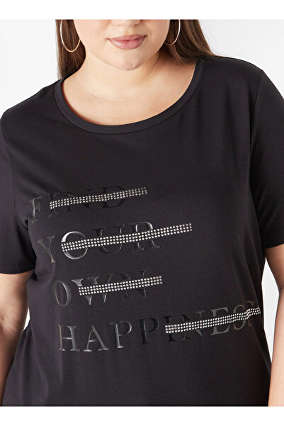 Ulla Popken Plus Size Ulla Popken Printed T-shirt with Round Neck and Short Sleeves