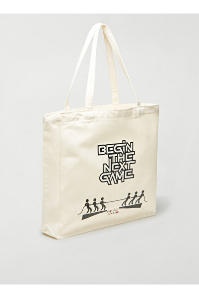 SP Characters Typographic Print Shopper Bag with Double Handle