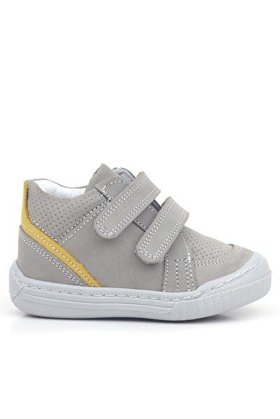 Rakerplus Gray Yellow Velcro Raya Genuine Leather Boots for Baby Boy