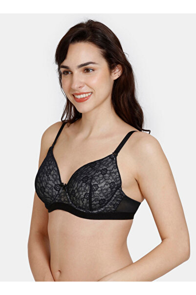 Zivame Lace Detail Balconette Bra with Hook and Eye Closure