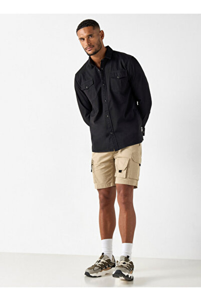 ECKO Unltd Textured Flexi Waist Shorts With Cargo Pockets And Drawstring Closure